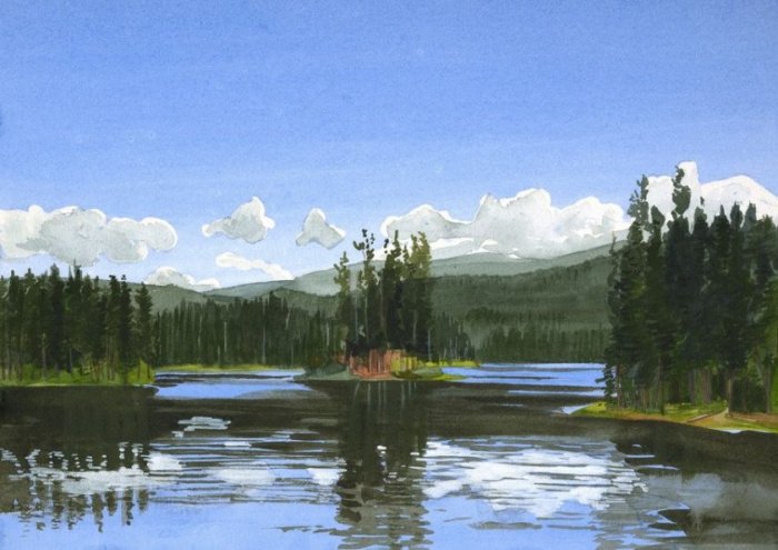 Watercolour Landscape Framed Print